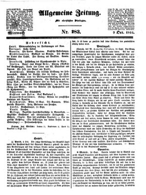 Allgemeine Zeitung Mittwoch 9. Oktober 1844