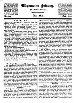 Allgemeine Zeitung Freitag 11. Oktober 1844