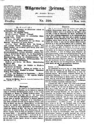 Allgemeine Zeitung Dienstag 5. November 1844