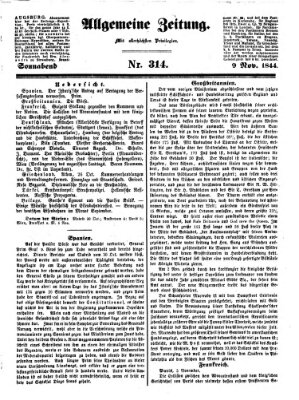 Allgemeine Zeitung Samstag 9. November 1844