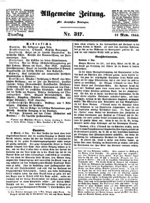 Allgemeine Zeitung Dienstag 12. November 1844