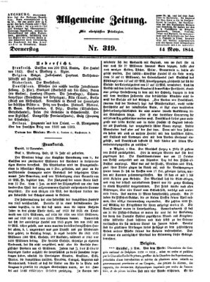 Allgemeine Zeitung Donnerstag 14. November 1844