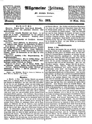 Allgemeine Zeitung Montag 18. November 1844