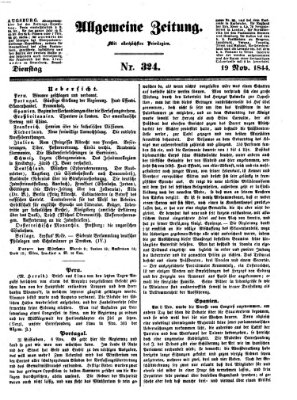 Allgemeine Zeitung Dienstag 19. November 1844