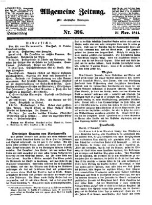 Allgemeine Zeitung Donnerstag 21. November 1844