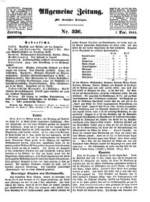 Allgemeine Zeitung Sonntag 1. Dezember 1844