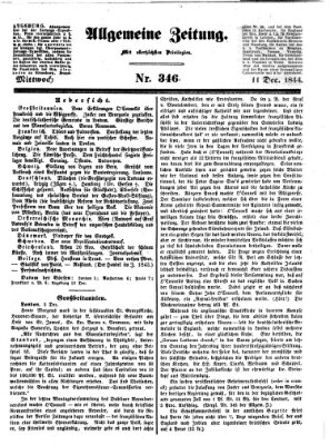 Allgemeine Zeitung Mittwoch 11. Dezember 1844