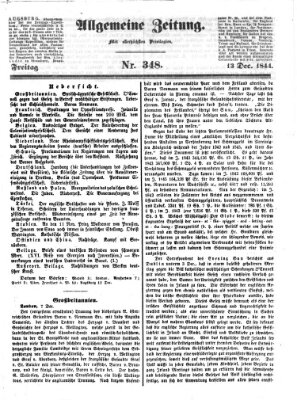 Allgemeine Zeitung Freitag 13. Dezember 1844