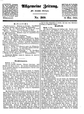 Allgemeine Zeitung Mittwoch 25. Dezember 1844