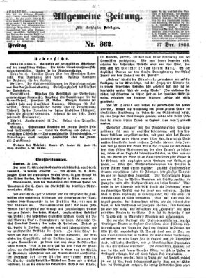 Allgemeine Zeitung Freitag 27. Dezember 1844