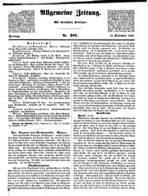 Allgemeine Zeitung Freitag 15. Oktober 1847