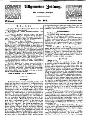 Allgemeine Zeitung Mittwoch 20. Oktober 1847