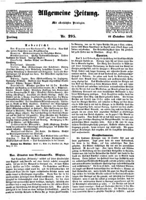 Allgemeine Zeitung Freitag 22. Oktober 1847