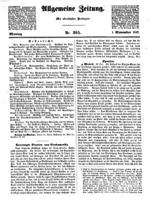 Allgemeine Zeitung Montag 1. November 1847