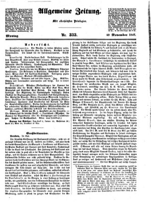 Allgemeine Zeitung Montag 29. November 1847