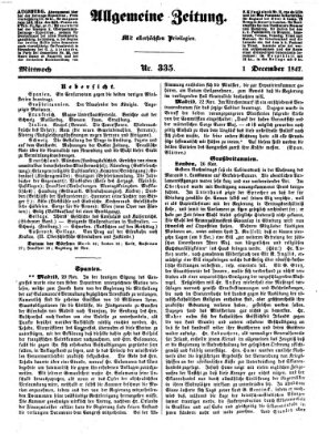 Allgemeine Zeitung Mittwoch 1. Dezember 1847