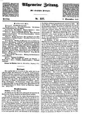 Allgemeine Zeitung Freitag 3. Dezember 1847