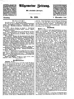 Allgemeine Zeitung Sonntag 5. Dezember 1847