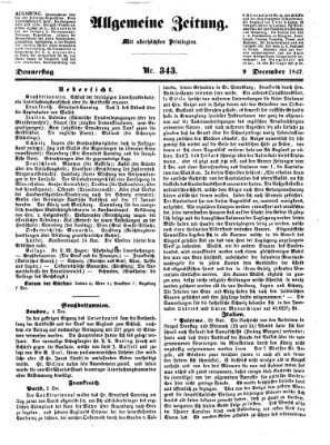 Allgemeine Zeitung Donnerstag 9. Dezember 1847