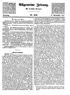 Allgemeine Zeitung Sonntag 19. Dezember 1847