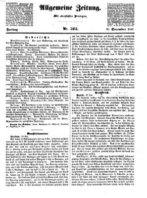 Allgemeine Zeitung Freitag 31. Dezember 1847