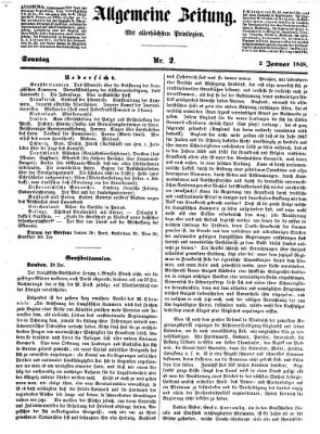 Allgemeine Zeitung Sonntag 2. Januar 1848