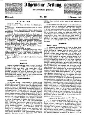 Allgemeine Zeitung Mittwoch 12. Januar 1848