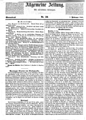 Allgemeine Zeitung Samstag 5. Februar 1848