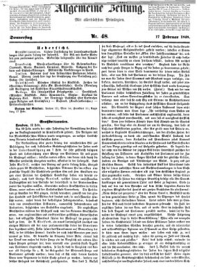 Allgemeine Zeitung Donnerstag 17. Februar 1848