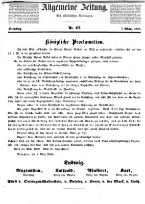 Allgemeine Zeitung Dienstag 7. März 1848