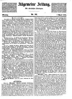 Allgemeine Zeitung Montag 3. April 1848