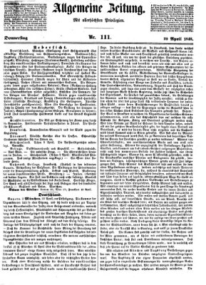 Allgemeine Zeitung Donnerstag 20. April 1848