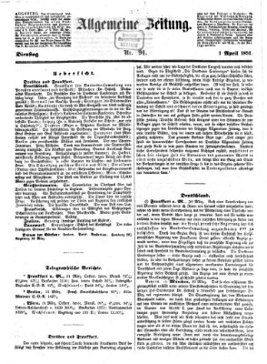 Allgemeine Zeitung Dienstag 1. April 1851