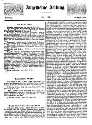 Allgemeine Zeitung Sonntag 20. April 1851