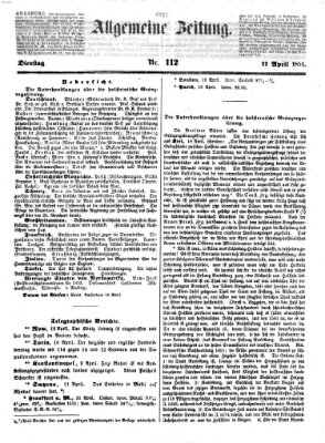 Allgemeine Zeitung Dienstag 22. April 1851