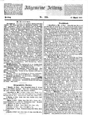 Allgemeine Zeitung Freitag 25. April 1851