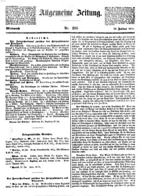 Allgemeine Zeitung Mittwoch 30. Juli 1851