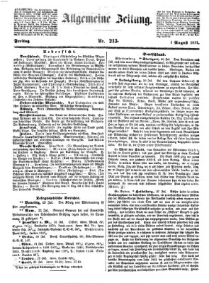 Allgemeine Zeitung Freitag 1. August 1851