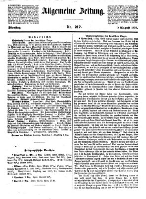 Allgemeine Zeitung Dienstag 5. August 1851