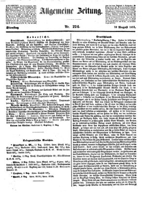 Allgemeine Zeitung Dienstag 12. August 1851