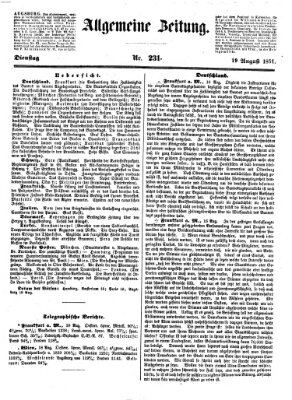 Allgemeine Zeitung Dienstag 19. August 1851