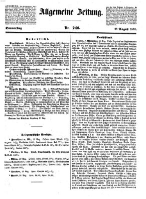 Allgemeine Zeitung Donnerstag 28. August 1851