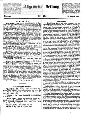 Allgemeine Zeitung Sonntag 31. August 1851