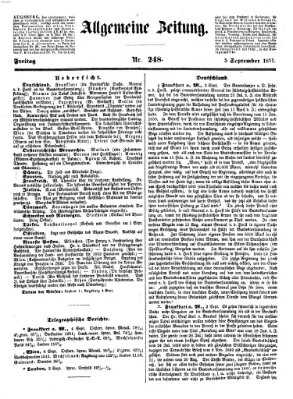 Allgemeine Zeitung Freitag 5. September 1851