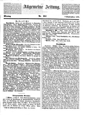 Allgemeine Zeitung Montag 8. September 1851