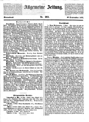 Allgemeine Zeitung Samstag 20. September 1851