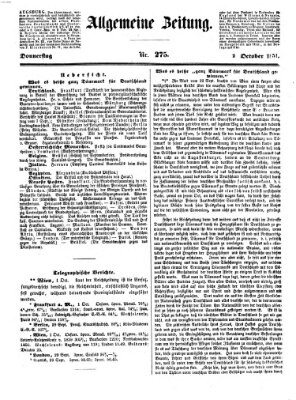 Allgemeine Zeitung Donnerstag 2. Oktober 1851