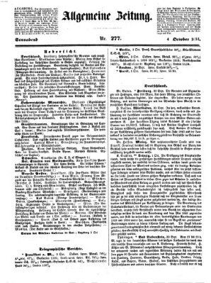 Allgemeine Zeitung Samstag 4. Oktober 1851