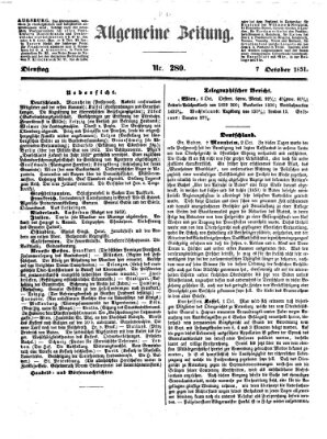 Allgemeine Zeitung Dienstag 7. Oktober 1851