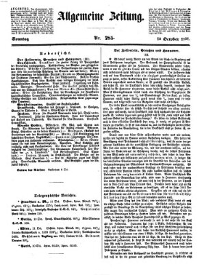 Allgemeine Zeitung Sonntag 12. Oktober 1851